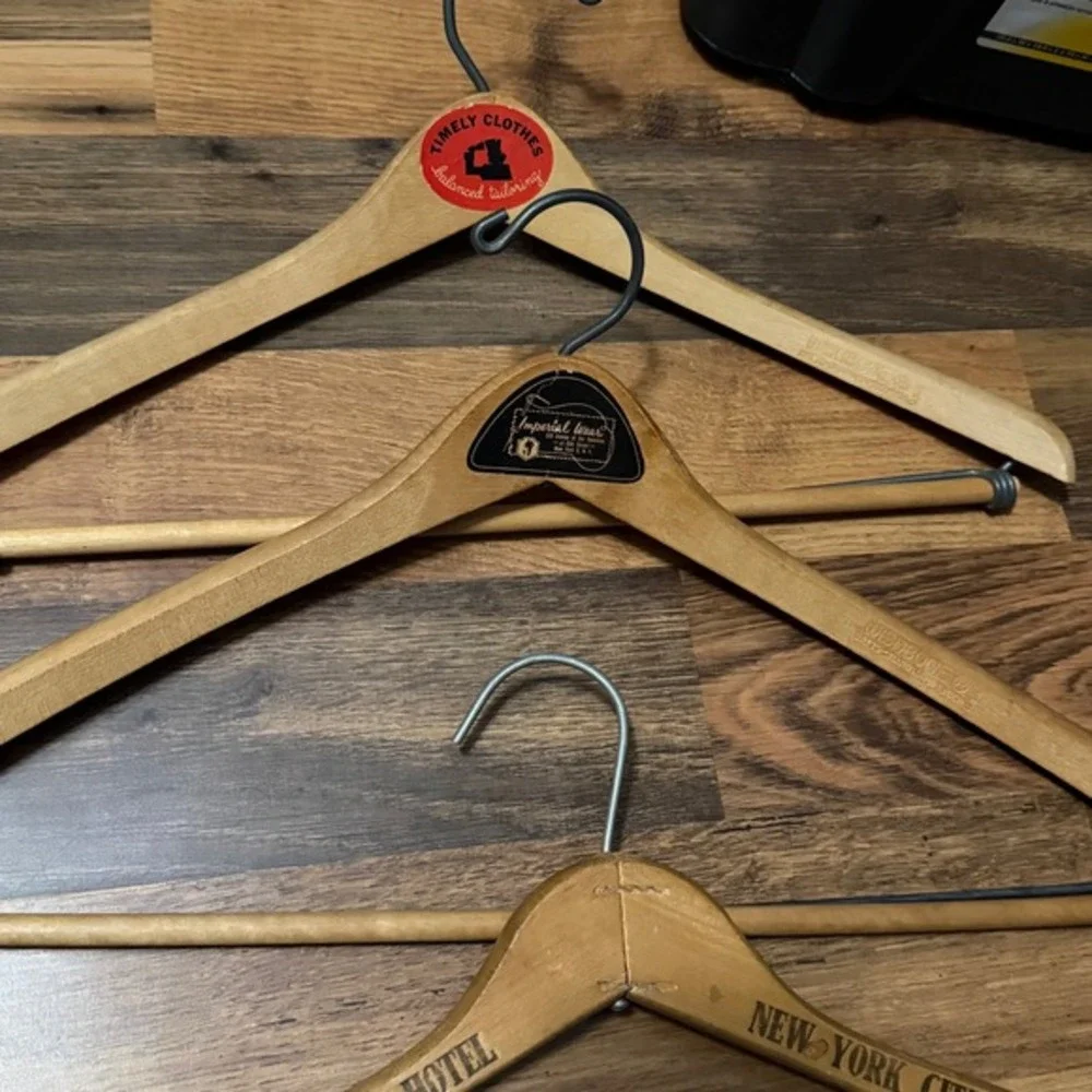 Vintage Wooden Hanger Lot of 13‎ Advertising Barbizon-Plaza Hotel Wishbone NYC +